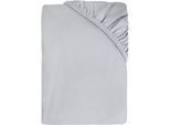 Spannbettlaken DYCKHOFF "Uni", silber, B:140cm L:200cm, Jersey, Obermaterial: 95% Baumwolle, 5% Elasthan, Bettlaken, Spannbettlaken, Angenehm weich, besonders flexibel, bis 25cm Matratzenhöhe