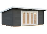 Gartenhaus PALMAKO "Lea Bifold", grau (dunkelgrau, weiß), Fußboden im Gartenhaus, ohne Dacheindeckung, Massivholz, Gartenhäuser, Gartenhaus, verschiedene Farben