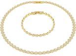 Ketten und Armband Set SWAROVSKI "Multipack Schmuck Geschenk Una Angelic", gold (gelbgoldfarben, kristallweiß, kristallweiß), Schmuck_Sets, Damen, Metall, mit Swarovski Kristall