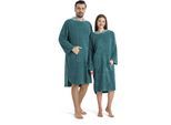 Badeponcho KANGAROOS "Dalia Surfponcho, ideal für Sauna, Spa & im Urlaub" Gr. L, smaragd, L:118cm, Veloursfrottier, Hausmäntel, weich, Uni-Farben mit Streifen, leicht, Unisex, für Damen und Herren