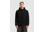 Anorak KHUJO "WERU", Herren, Gr. M, schwarz schwarz, Web, 75% Baumwolle, 25% Nylon, regular fit hüftlang, Raglanärmel elastischer Bund mit verstellbarem Gummizug, Jacken