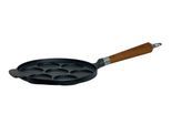 Bratpfanne RONNEBY BRUK "Maestro Minipfannkuchen-Pfanne, Ø 24 cm, mit Holzgriff", schwarz, mit buchenholzgriff, B:24cm H:7cm L:51cm, Pfannen, Bratpfanne