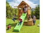 Spielturm FUNGOO "FORTRESS Toybox", braun (grün), Spieltürme, KinderB:460cm H:305cm T:305cm, Holz, Metall, Polyethylen, mit Schaukel & Rutsche, B:460cm H:305cm T:305cm