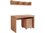 Büromöbel-Set OTTO HOME "Logo", beige (natur, kernbuche), B:120cm T:65cm, Arbeitsmöbel-Sets, Büromöbel-Set, passt in verschiedene Einrichtungsstile