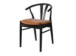 Stuhl HAMMEL FURNITURE "Frida, Massivholz mit gepolsterter Sitzfläche - hoher Komfort", schwarz, schwarz, cognac, B:53cm H:75cm T:54cm, Leder, Massivholz, Stühle, Stuhl, Massivholz, gepolsterte Sitzfläche, versch. Farbvarianten