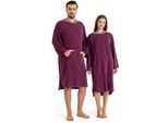 Badeponcho KANGAROOS "Dalia Surfponcho, ideal für Sauna, Spa & im Urlaub" Gr. L, lila (beere), L:118cm, Veloursfrottier, Hausmäntel, weich, Uni-Farben mit Streifen, leicht, Unisex, für Damen und Herren