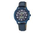 Funkchronograph ETT "Hunter", blau, blau, Armbanduhren, Herren, Armbanduhr, Solar, Herrenuhr, Lederarmband, analog, digital