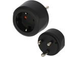 BRENNENSTUHL Reiseadapter "Schutzkontakt (Typ F) auf Typ M für Südafrika & Indien", schwarz, B:6cm H:7,4cm T:6cm, Adapter