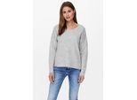 Strickpullover ONLY "ONLCAMILLA V-NECK L/S PULLOVER KNT NOOS", Damen, Gr. XS, grau (light grau melange), Strick, Obermaterial: 74% Polyacryl, 24% Polyester, 2% Elasthan, meliert, figurumspielend normal, V-Ausschnitt, Pullover Strickpullover