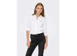 Hemdbluse JDY "JDYMIO L/S EMBROIDERY SHIRT WVN NOOS", Damen, Gr. 38, weiß (weiß detail:bitter sweet heart), Web, Obermaterial: 72% Baumwolle, 24% Polyester, 4% Elasthan, unifarben, regular fit hüftbedeckend, 1-Knopf-Manschette, Blusen Hemdbluse, in klassischer Form mit kleiner Bruststickerei