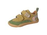 Barfußschuh QNUFFS "Ahorn", Jungen, Gr. 24, oil, tundra, Lederimitat, Veloursleder, kontrastfarbene Details, Schuhe Barfußschuh, Klettschuh, Kinderschuh mit Nullsprenung