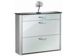 Moderano Schuhschrank, Silber, Weiß, Alu, Metall, Glas, Holzwerkstoff, 1 Schublade(n) Schubladen, 117x97x35 cm, Typenauswahl, Beimöbel erhältlich, Garderobe, Schuhaufbewahrung, Schuhschränke