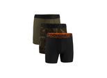 Boxershorts UNDER ARMOUR "Boxershort UA PERFORMANCE TECH - PRINT 6 IN 3PK 3er Pack", Herren, Gr. L, bunt (schwarz, grün, orange), Obermaterial: 90% Polyester Pol. recyc.. 10% Elasthan EL., Unterhosen