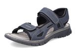 Sandale RIEKER, Herren, Gr. 45, blau (blau, schwarz), Lederimitat, Textil, Schuhe Sandale, Sommerschuh, Klettschuh, Outdoorsandale, in Trekking-Optik