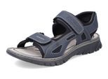Sandale RIEKER, Herren, Gr. 42, blau (blau, schwarz), Lederimitat, Textil, Schuhe Sandale, Sommerschuh, Klettschuh, Outdoorsandale, in Trekking-Optik