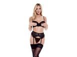 Eco Peek-A-Boo Bra, Garter & Panty Set, 3 Teile
