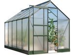 Gewächshaus VITAVIA "Apollo 6200", grün (smaragdgrün), B:195cm H:207,4cm T:323,2cm, Gewächshäuser, Gewächshaus, Alu-Profile, Stahlfundamentrahmen, 4 mm Hohlkammerplatten