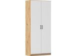 Mehrzweckschrank RAUCH "Garderobe Kleiderschrank Schrank Schuhschrank Putzschrank MINOSA", weiß (eiche artisan, alpinweiß, griffe graumetallic), B:91cm H:210cm T:41cm, Holzwerkstoff, Schränke, Mehrzweckschrank, In 4 Breiten mit vielen Einlegeböden für viel Stauraum MADE IN GERMANY