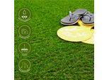 Kunstrasen ANDIAMO "Mykonos, Premium-Qualität, Gesamthöhe 37 mm, Made in Belgium", grün, B:400cm L:1.000cm, Kunstfaser, Teppiche, Kunstrasen, natürliche Optik, mit Drainagefunktion, für Balkon, Terrasse, & Garten