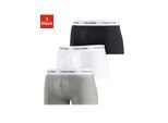 Trunk "Low Rise Trunk 3 PACK", Herren, Gr. M (6), 3 Stk., schwarz-weiß (grau, meliert, schwarz, weiß), Obermaterial: 95% Baumwolle, 5% Elasthan, CALVIN KLEIN UNDERWEAR, Unterhosen, mit weißem Webbund