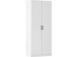 Mehrzweckschrank RAUCH "Garderobe Kleiderschrank Schrank Schuhschrank Putzschrank MINOSA", alpinweiß, griffe graumetallic, B:91cm H:210cm T:41cm, Holzwerkstoff, Schränke, Mehrzweckschrank, In 4 Breiten mit vielen Einlegeböden für viel Stauraum MADE IN GERMANY