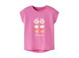 T-Shirt NAME IT "NMFVIGEA CAPSL TOP", Mädchen, Gr. 92, strawberry moon print:sunglasses, Jersey, Obermaterial: 100% Baumwolle, bedruckt, normal normal, Rundhals, angeschnitten, Shirts T-Shirt, Baumwolle, regular fit