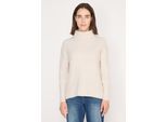 Rollkragenpullover CECIL, Damen, Gr. L (42), beige (light greige), Web, 44% Nylon, 28% Polyacryl, 24% Baumwolle, 4% Elasthan, Strukturmuster, normal normal, hoch geschlossener Ausschnitt, Rippbündchen, Pullover Rollkragenpullover, soft und weich