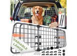 LovPet® Hundegitter Auto, Autoschutzgitter Trenngitter Universal, verstellbare Breite, Kopfstütze Kofferraum Autogitter Maße HxB 30 x 92-152 cm Kofferraumgitter,+ 2x Sicherheitsgurt für Hunde