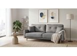 3-Sitzer HOME AFFAIRE "TRIPLO optionale Schlafsofa mit Bettkasten, Maße B/T/H: 215/100/89 cm", grau, B:215cm H:89cm T:100cm, 100% Polyester, Sofas, 3-Sitzer, Wahlweise Bettfunktion - Liegefläche 145x191 cm, Rücken-, Zierkissen