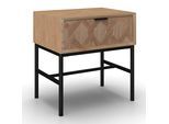 Nachtkästchen Milano Schwarz/Esche Echtholz/MDF