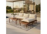 Loungegarnitur Dona Creme Outdoorstoff/Metall
