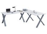 Eckschreibtisch Lona Weiß/Silberfarben
