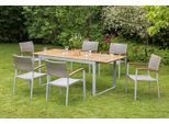 Gartentischgruppe Silano 7-tlg. in Naturfarben Akazie