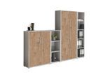 Aktenschrank Office Edition Sw Set 4 Grau/Eichefarben