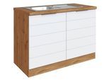Spülenschrank Florenz mit Spüle ca. 120 cm Weiß/Eiche