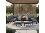 Dining-Loungeset Camilla Grau Outdoorstoff/Metall/Glas