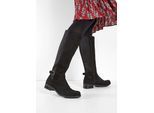 bonprix Weitschaftstiefel aus Leder, schwarz, Gr.40, Zeitloser Weitschaftstiefel aus Leder mit dekorativer Schnalle, aus Veloursleder