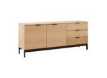 Sideboard Sebastian Naturfarben/Schwarz Echtholz