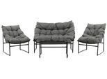 Loungegarnitur Tina 4-tlg. Grau/Schwarz