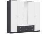 Kleiderschrank RAUCH "Schrank Garderobe Ankleide GAMMA Breiten 91/136/181/226/271/315/360 cm", grau (graumetallic, alpinweiß, griffe alu), B:226cm H:210cm T:54cm, Holzwerkstoff, Schränke, Kleiderschrank, verschiedene Griff-Varianten, mit Spiegel TOPSELLER MADE IN GERMANY