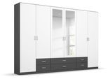 Kleiderschrank RAUCH "Schrank Garderobe Ankleide GAMMA Breiten 91/136/181/226/271/315/360 cm", grau (graumetallic, alpinweiß, griffe alu), B:271cm H:210cm T:54cm, Holzwerkstoff, Schränke, Kleiderschrank, verschiedene Griff-Varianten, mit Spiegel TOPSELLER MADE IN GERMANY