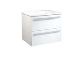 Waschtisch WELLTIME "Serena, Waschbeckenunterschrank inkl. Waschbecken, Badmöbel", weiß (glossy weiß, weiß), B:61,5cm H:50cm T:46,5cm, Waschtische, Waschtisch