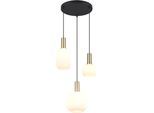 TRIO LEUCHTEN Pendelleuchte "DIVA, E27 Hängelampe 3-flammig mit Glasschirm, exkl 3xE27 max 10W", braun (messing matt), 3, Ø 30cm H: 150cm, 1 Stk., Leuchten, höhenverstellbar bis max 150cm Hängeleuchte Ø 30 cm Wohnzimmer Küche, Pendelleuchte