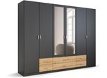 Kleiderschrank RAUCH "Schrank Garderobe Ankleide GAMMA Breiten 91/136/181/226/271/315/360 cm", grau (graumetallic, eiche artisan, griffe alu), B:271cm H:210cm T:54cm, Holzwerkstoff, Schränke, Kleiderschrank, verschiedene Griff-Varianten, mit Spiegel TOPSELLER MADE IN GERMANY