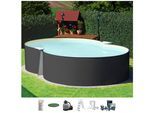 Achtformpool KONIFERA "PALMA 1", grau (anthrazit), B:300cm H:120cm L:470cm, Schwimmbecken, Achtformpool, in versch. Größen und mit sandfarbener Poolinnenfolie