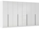 Drehtürenschrank OTTO HOME "Kleiderschrank Kleiderschränke Schrank Garderobe AGORDO mit Glasfront", weiß (alpinweiß, glas kristallweiß), B:360cm H:210cm T:54cm, Holzwerkstoff, Schränke, Drehtürenschrank, durchdachte Innenausstattung, in 8 Breiten und 2 Höhen MADE IN GERMANY