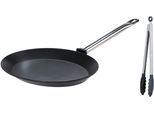 Fischpfanne GSW "Gastro Traditionell", silber (schwarz, silberfarben), B:28cm L:40cm, Pfannen, Fischpfanne, 40x28 cm, incl. Multizange 30 cm, Induktion