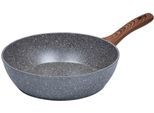 Bratpfanne RESTO KITCHENWARE "Aquila, tiefe Schmorpfanne langlebig und spülmaschinenfest", grau, H:7,7cm L:47cm Ø:28cm, Pfannen, Bratpfanne, mit ergonomischem weichem Griff in Holzoptik