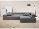 Ecksofa HOME AFFAIRE "Ancona incl. Kopfteilverstellung, Breite 319cm, L-Form", grau, B:319cm H:70cm T:215cm, Struktur (85% Polyester, 15% Viskose);Luxus-Microfaser weich (98% Polyester, 2% Nylon);Velours (100% Polyester), Sofas, Ecksofa, wahlweise motorische Sitztiefenverstellung, auch in Cord + Easy Care