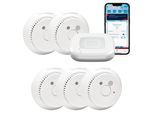 HOMEMATIC IP Smart-Home-Zubehör "Starter Set Rauchwarnmelder - Rauchmelder 5 Räume", weiß, B:31cm H:12cm T:37cm, Smart-Home-Stationen, Smart-Home-Zubehör
